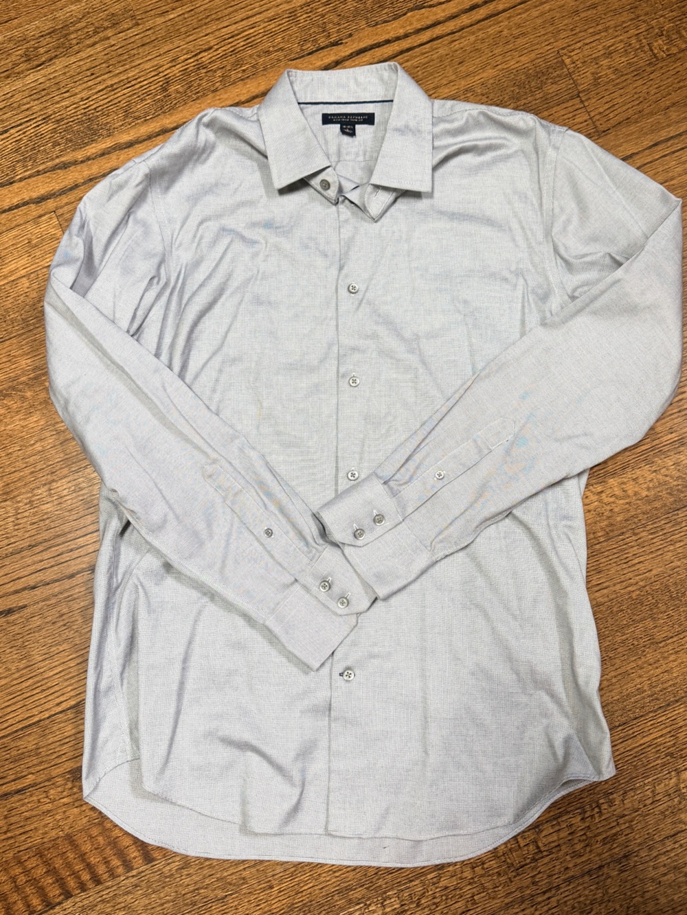 Banana Republic NonIron SlimFit Dress Shirt Blue Micro Check Large 15.5-16 34-35